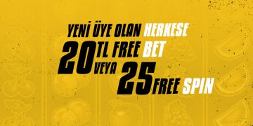 Kolaybet Yeni Üye Olan Herkese 20 TL Freebet veya 25 Freespin kolaybet-deneme-bonusu